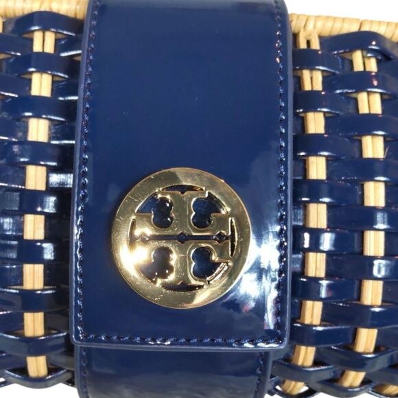 Tory Burch Woven Navy Leather Clutch - Picture 8 of 10